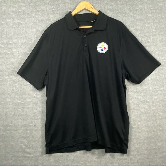 Pittsburgh Steelers C-Buk by Cutter & Buck Mens Black Short Sleeve Polo Sz XXL - Picture 1 of 10